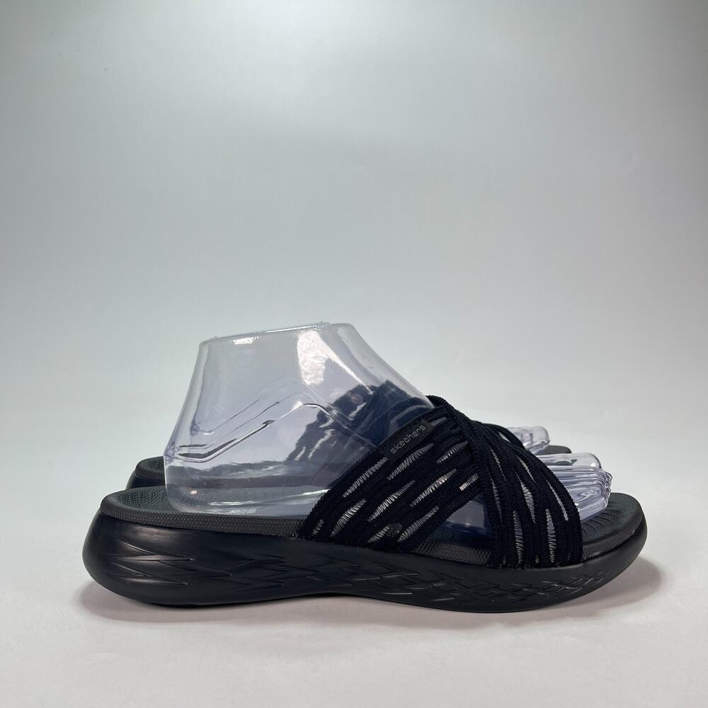 Skechers On-The-Go 600 Sunrise Black Walking Slide Sandals Women's Size 9